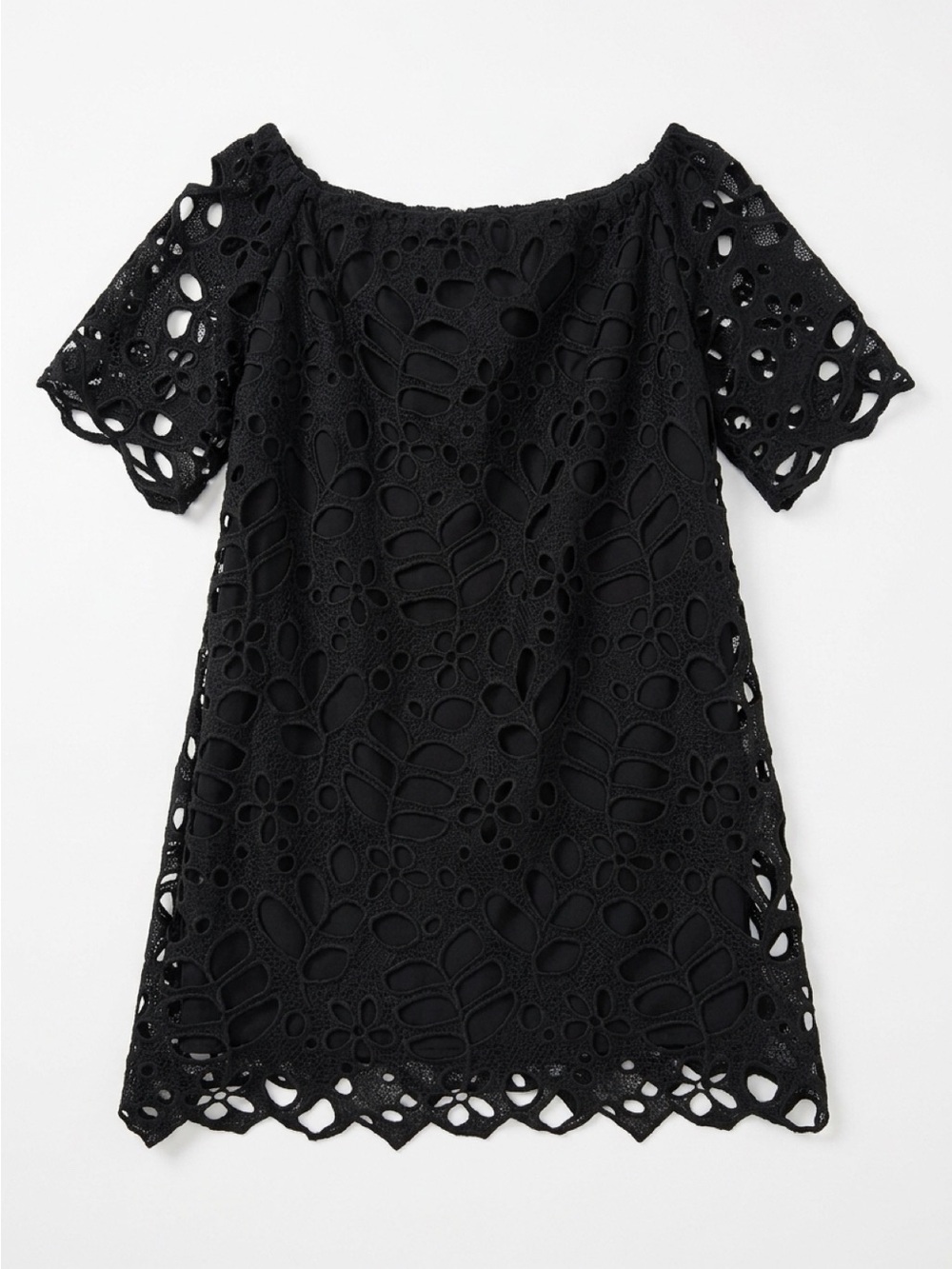 SHEIN Black Eyelet Off-Shoulder Midi Dress
